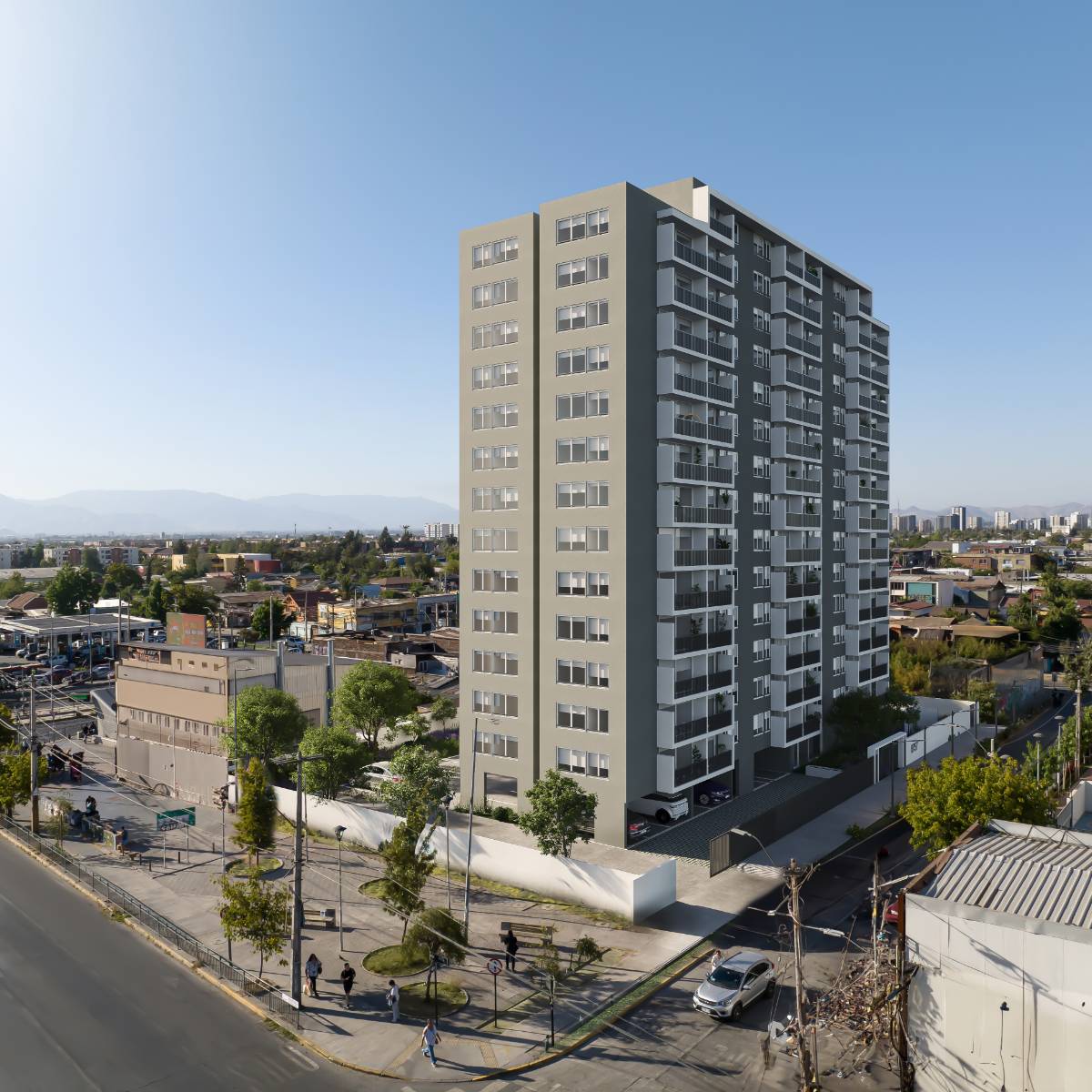 Fachada del edificio Nodo la cisterna